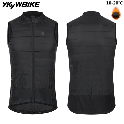 Imagen 1 del producto YKYWBIKE-Chaleco térmico para ciclismo, chaleco sin mangas con 5 bolsillos, resistente al viento, impermeable, para bicicleta de carretera, invierno
