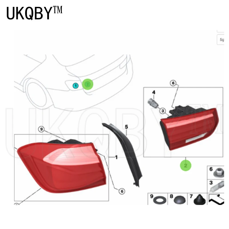 Luces traseras, tapa del compartimento de equipaje trasero, 3 sistemas, 330LiX F35, 63217369119, 63217369120, 63217456521, 63217456522