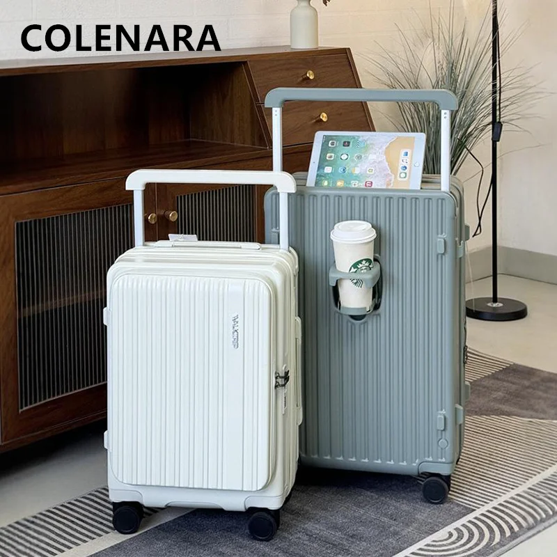 

COLENARA USB Charging Suitcase Women's PC Boarding Box Men's Trolley Case 20"24"26 Inch Wheeled Travel Bag Rolling Luggage