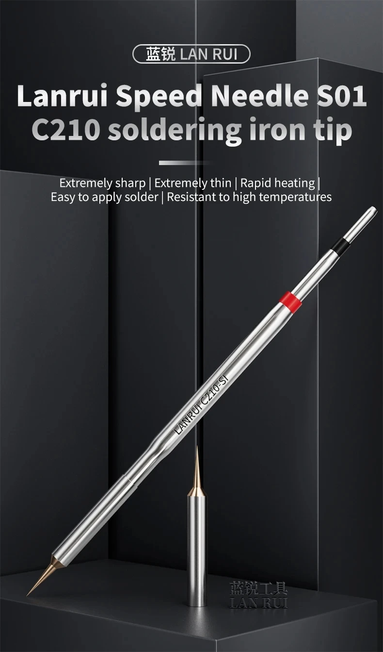 Lanrui C210-SI Speed Needle Soldering Iron Tip Extreme Sharp Rapid Heating Pure Copper for Phone Motherboard Repair Flying Wire