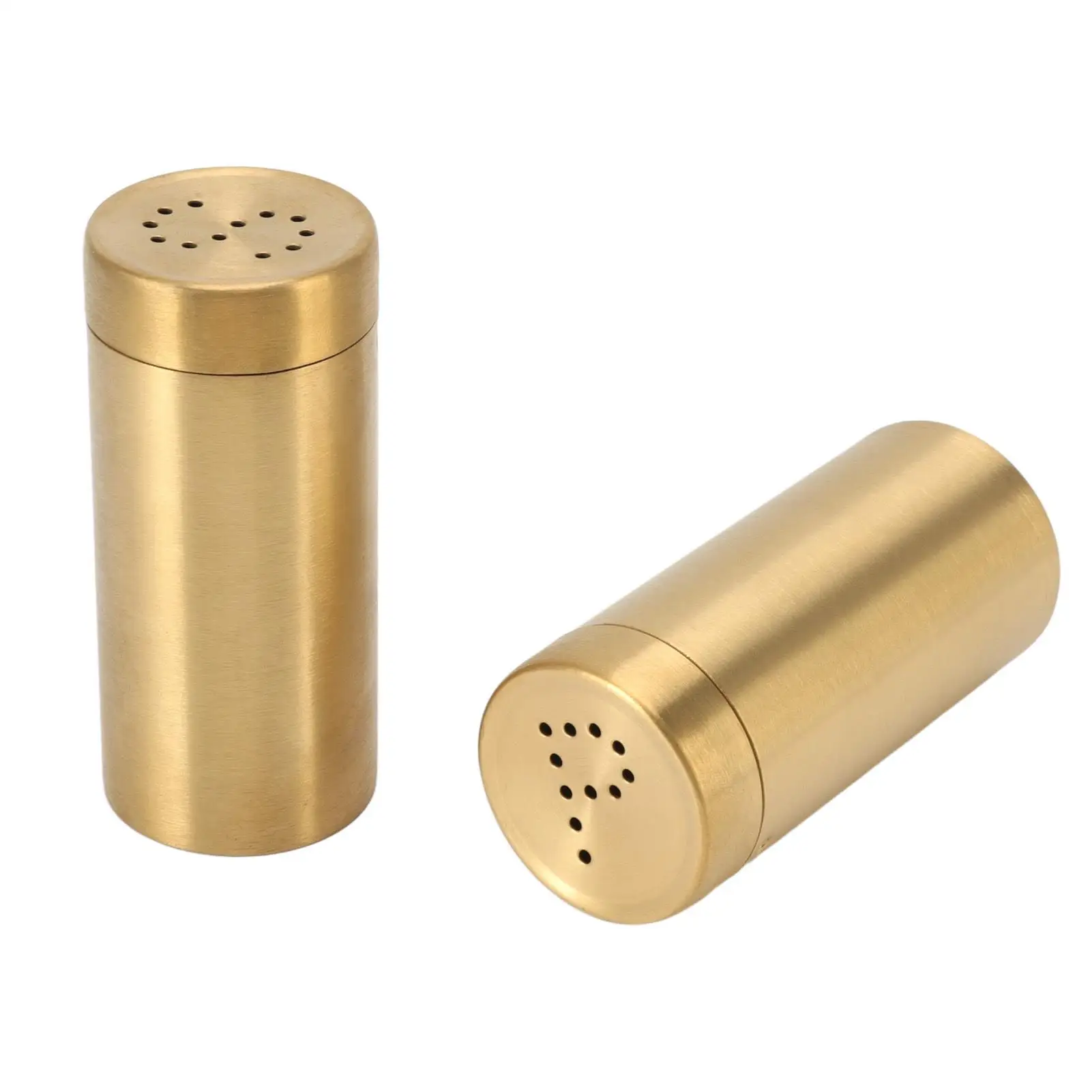 2Pcs Gold Stainless Steel Spice Jars - Rustproof Seasoning Shaker Bottles for salt , Sugar, Pepper, Paprika