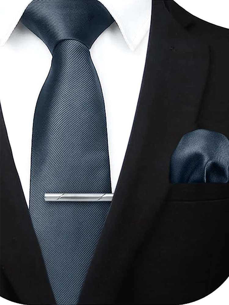 JEMYGINS Solide Grün Blau Männer Mode Krawatte Taschentuch Krawatte Clip für Smoking Zubehör Klassische Seide Luxus Krawatte für Mann Geschenk – Detail 30