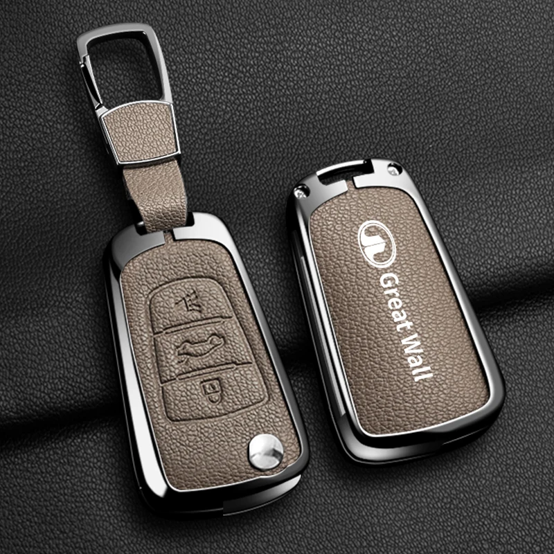 Alloy Car Key Case Cover For Great Wall Haval Hover Wingle 5 6 H3 H5 H6 H1 H3 C30 C50 M4 3Buttons Shell Bag Protector Keychain