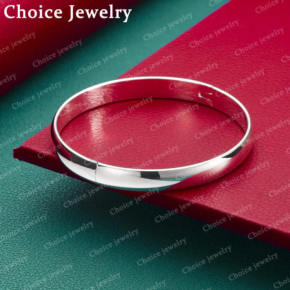 925 Sterling Silber 8 mm glatter Armreif, offener Armreif für Männer und Frauen, Modeschmuck, elegantes Party-Accessoire, Geschenk