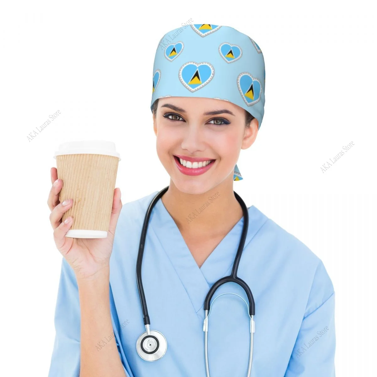 세인트 루시아 모자 스크럽 모자 재미 있은 살롱 작업 모자 실험실 애완 동물 가게 간호 스크럽 캡 마취 스크럽 캡