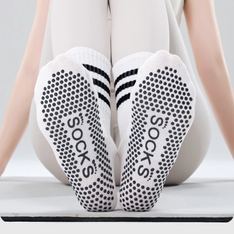 

Носки для йоги, повседневные полосатые носки для тренировок в помещении, спортивные носки для тренажерного зала и фитнеса, профессиональные силиконовые противоскользящие хлопковые носки для пилатеса, носки