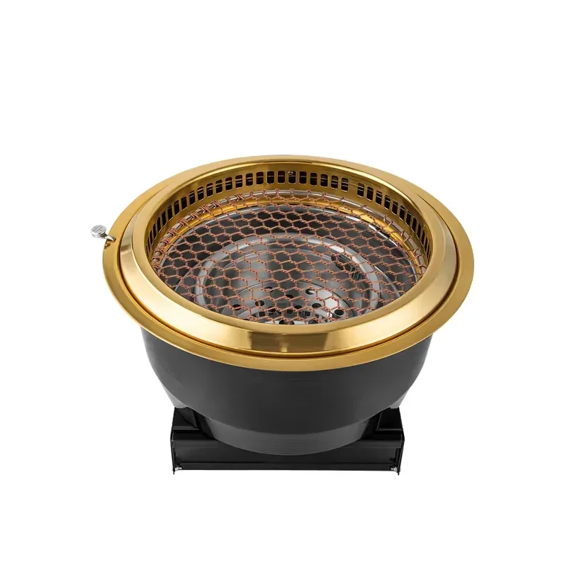 Portable Stainless Steel Korean BBQ Grill Table for 5 Persons Foldable Design with Remote Control Non Stick Surface Safe