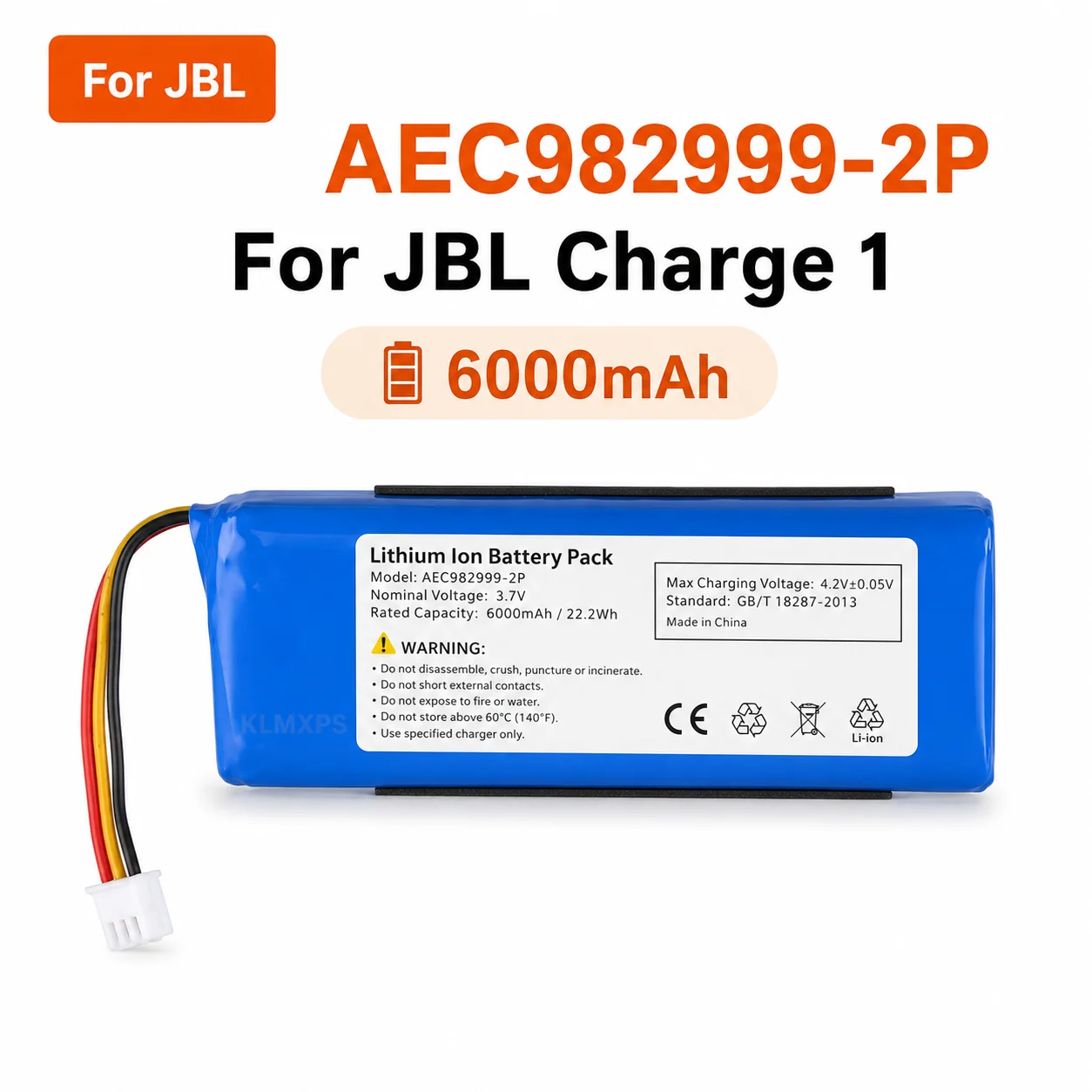 New High Capacity Speaker Battery for JBL Charge 1/2/2+/3/4/5 Bluetooth Speaker Long Lasting Replacement Cell Stable Performance