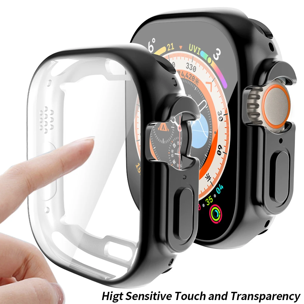 360 Full Clear Case for Apple Watch Ultra 49MM TPU Smartwatch Screen Protector for iWatch Series 8/7 41mm 45mm Protective Cover