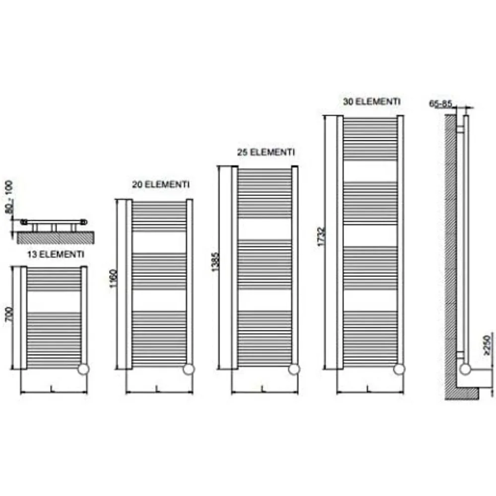 Radia Hydronic Towel Radiator 46-in H x 30-in W Steel