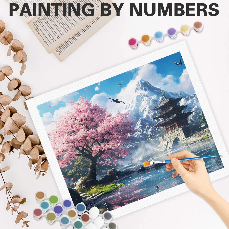 

GATYZTORY Village Paint By Numbers Unique Gift Picture Drawing Landscape Interior Arts and Crafts Acrylic on Canvas Paints