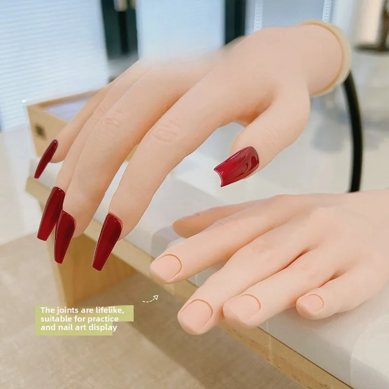 Flexible Silicone Nail Practice Hand Model, Bendable
