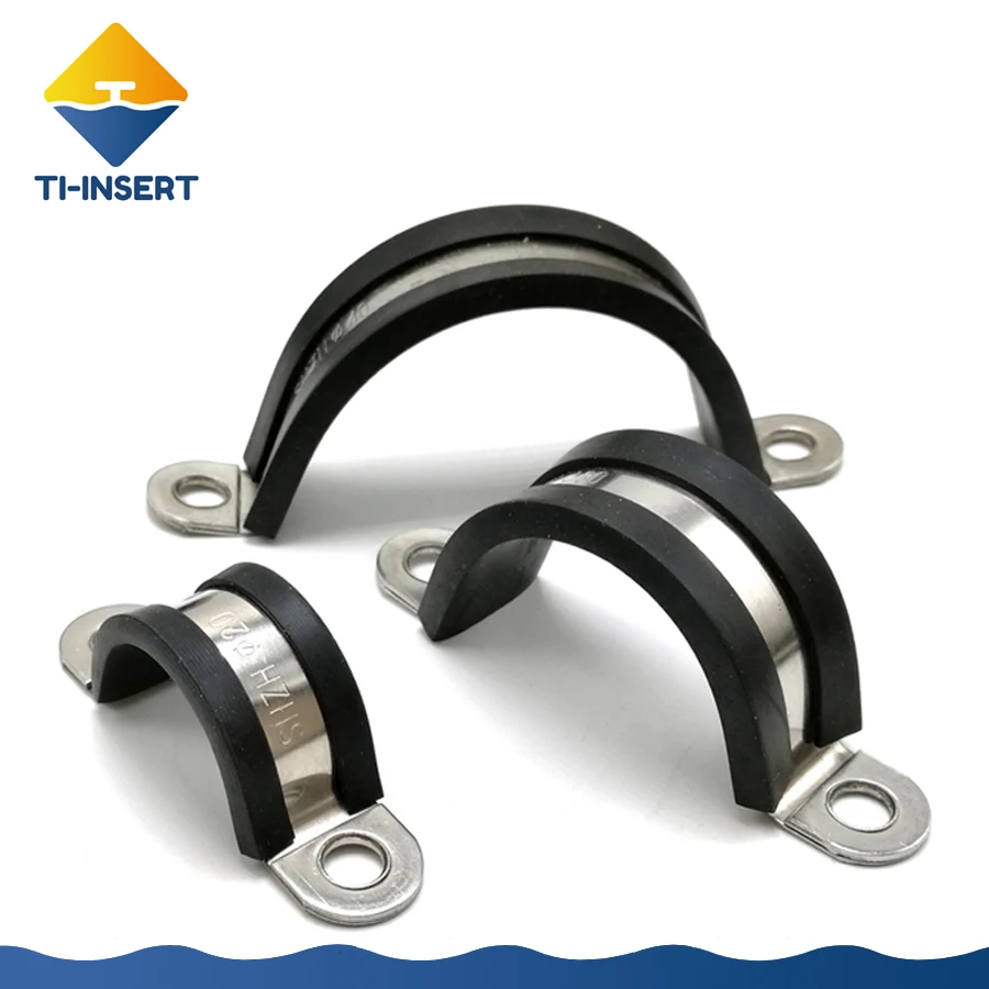 【15mm Width 】304 Stainless Steel Rubber Cushioned P-clip Pipe Clamp , C003