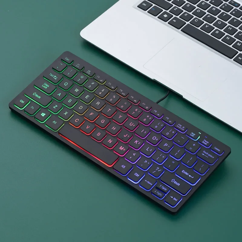 Mini clavier rétroéclairé multicolore M70, 78 touches, adapté aux ordinateurs portables PC, capuchons de touches en chocolat