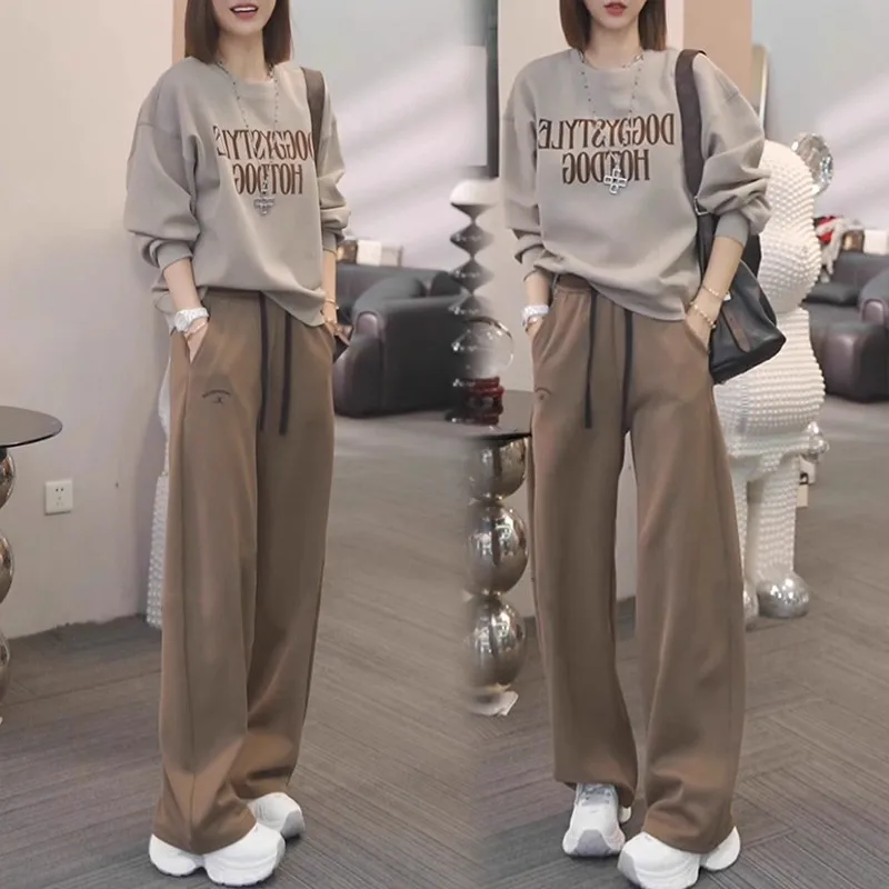 

Chic Luxury Set Women's 2026 Spring and Autumn New Collection Letter Printed Long Sleeve Top Casual Pants Two Piece Set