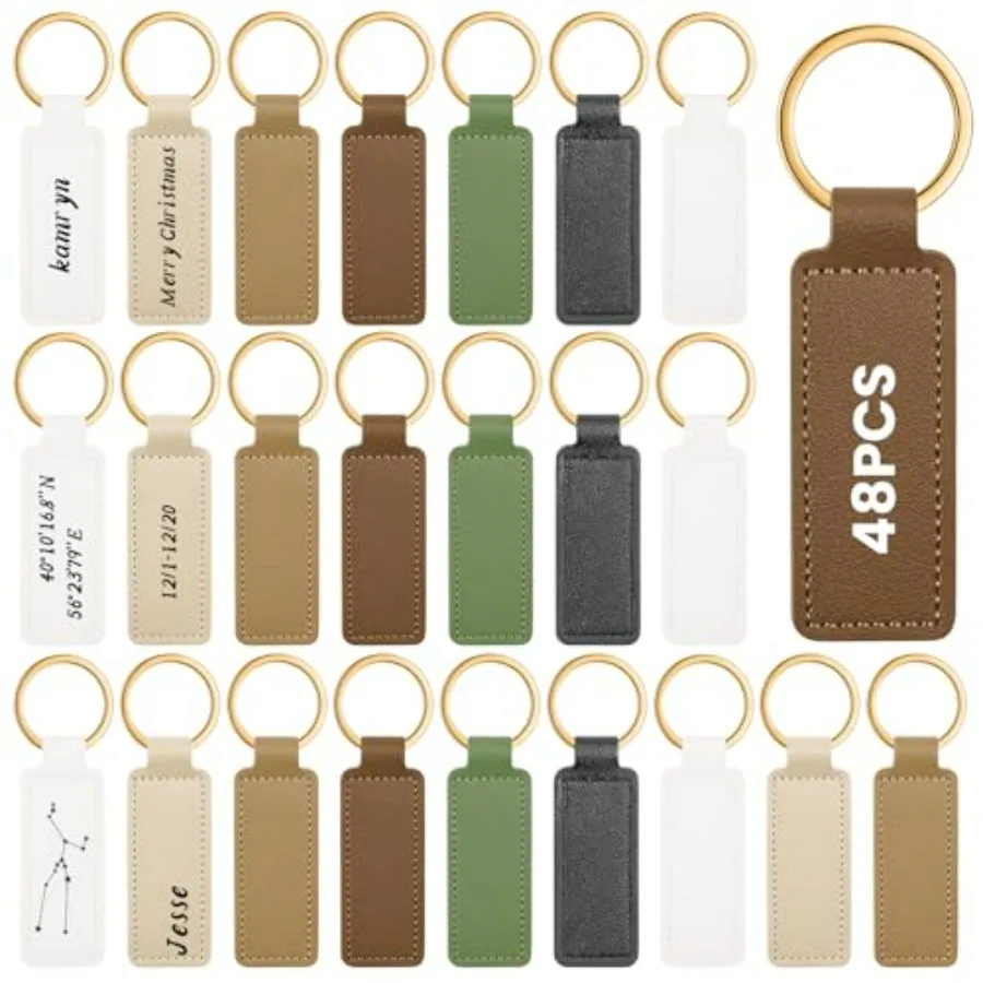 

Leather Keychains Blank Bulk PU Leather Laser Engraving Keychains Gift for Men Women Christmas Birthday
