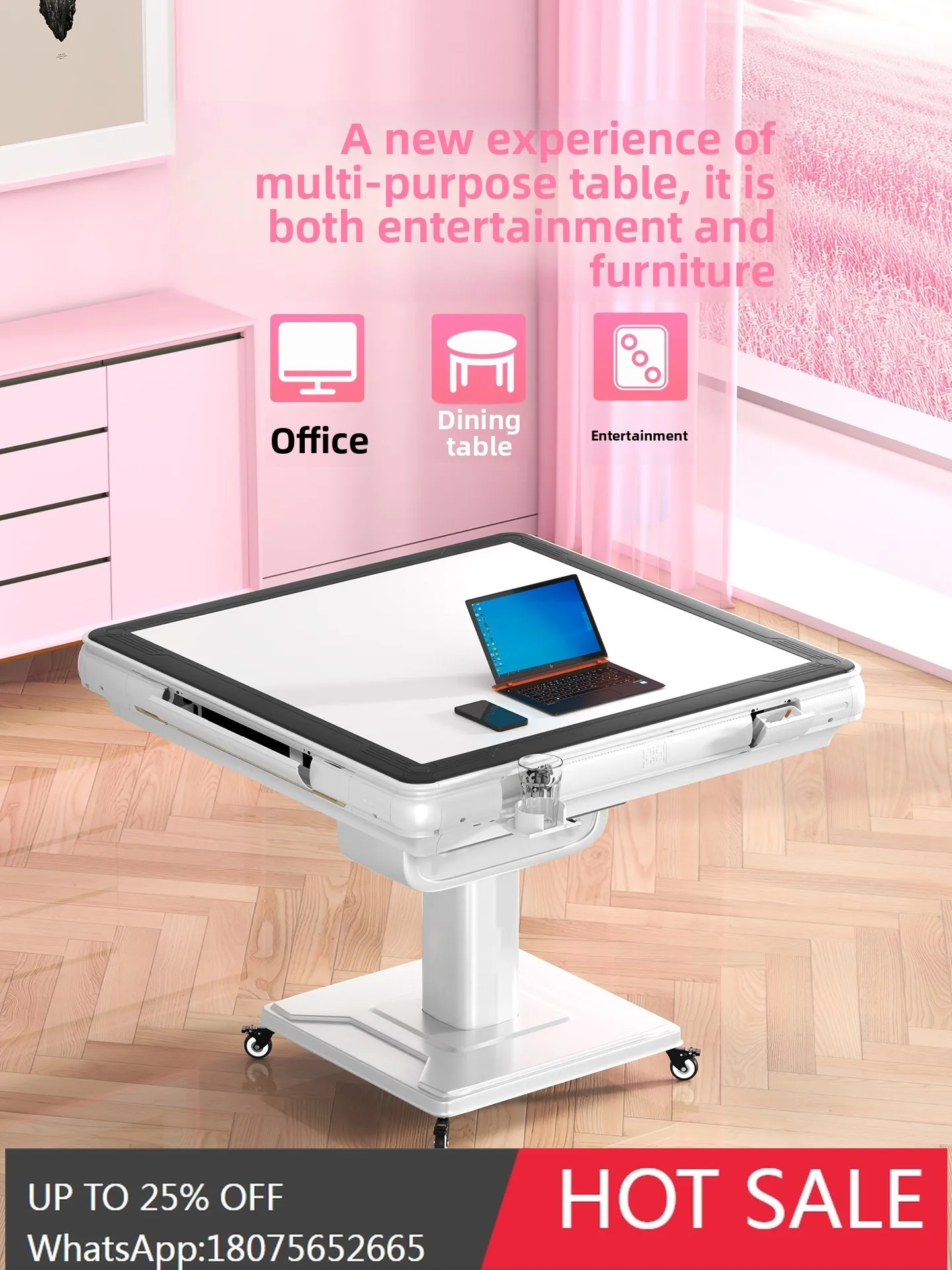 HLZ  Anti-Rollover No Card Blocking Mahjong Machine Fully Automatic Silent Folding Mahjong Table