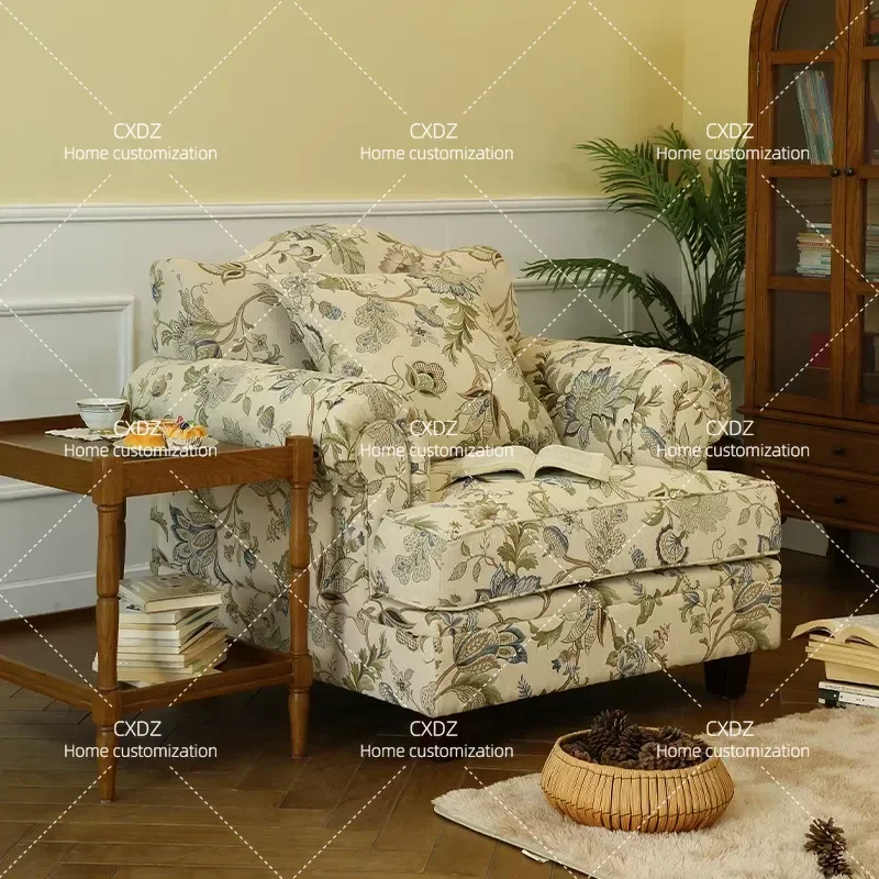 Rural Removable Floral Jacquard Sofa Set Retro Style Living Room Furniture Three Seater and Single Seat Combination