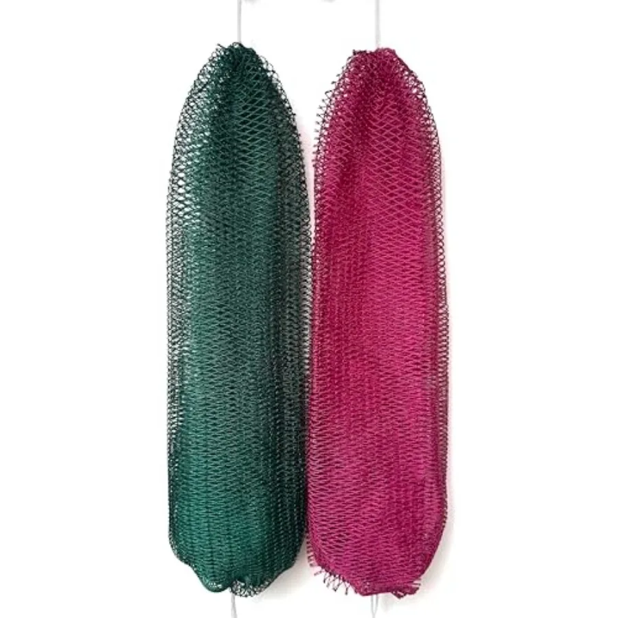 

African Net Sponge Authentic, 2 Pieces African Exfoliating Net Sponge with Knots, Quick-Drying Body Scrub Net, Bath Washcloth L
