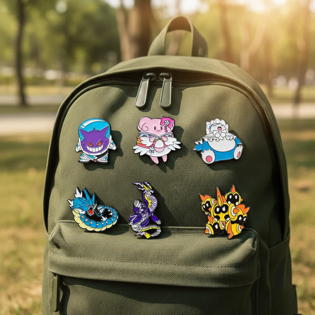 

7 шт., набор булавок для лацканов с покемонами, Пикачу Снорлакс Gyarados Gengar, значки для рюкзака из металлического сплава, модные ювелирные изделия, подарок на Хэллоуин