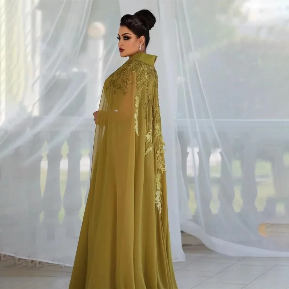 Aangepaste prachtige ruches vrouwen prom dress sexy lange mouw charmante zeemeermin kant applique feestjurk vrouwen avondjurk