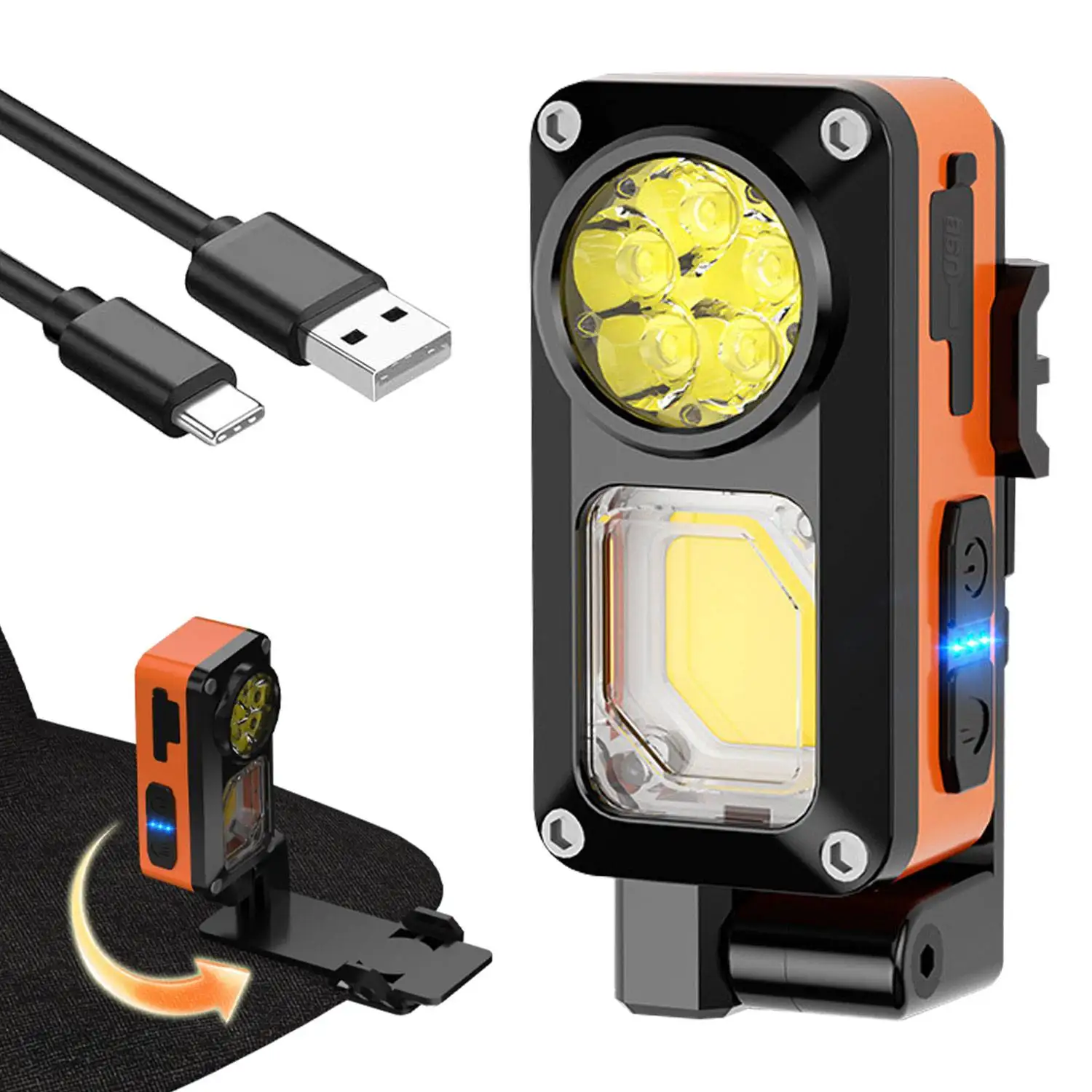 

Portable Rechargeable COB LED Handheld Flashlights With Angle Adjustable 7 Lighting Modes Sensor Magnetic Headlamp For Outdoor