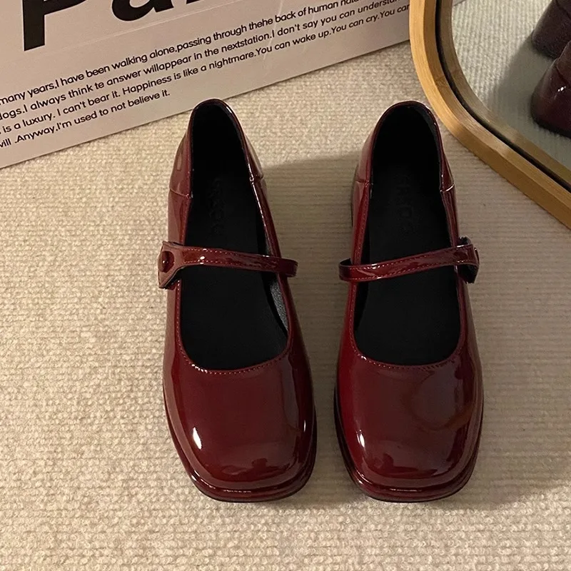 Vintage Mary Jane Little Leather Shoes 2026 Spring/Autumn New Fashionable Square Head Coarse Heel French Women's Single Shoes