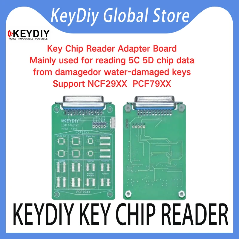 KeyDiy KD 5C 5D Key Chip Reader Adapter Board reading key chip data from damaged car key NCF29XX PCF79XX KDX4 KDX2 KDMAX KDMate