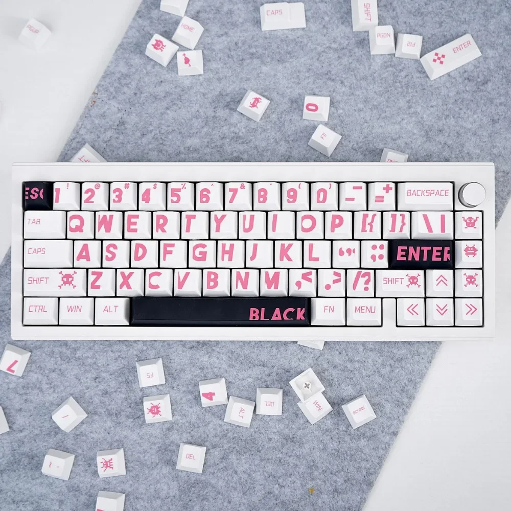 Pink large character 133 key mechanical keyboard keycap PBT sublimation cherry original height for HI75 HI8 S99 F99 104 F87