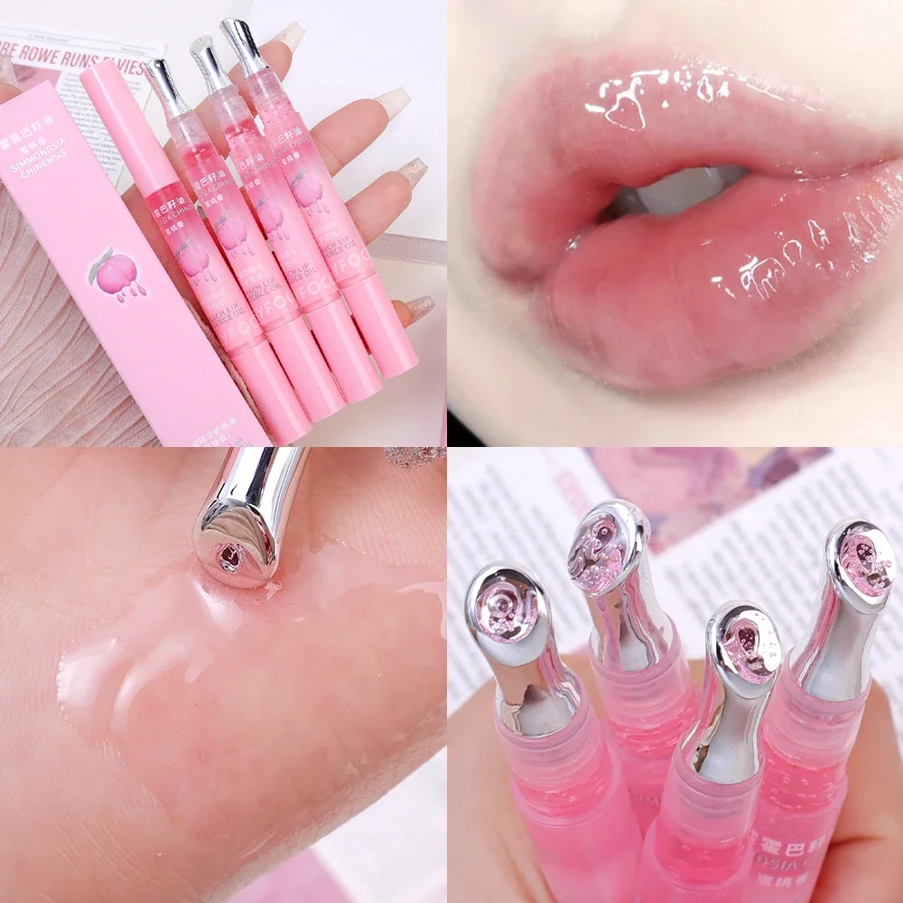 Transparent Mirror Glass Lip Oil Peach Flavor Moisturizing Clear Jelly Water Light Lip Gloss Lips Plumper Oil Makeup Cosmetics