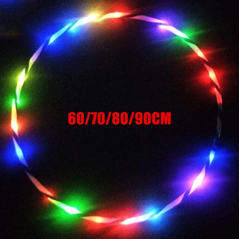 60/70/80/90cm Glow Sport Hoop Lose Weight Ring Hoop 7 Color Changing Yoga Circle Fitness Workout Equipment for Women Kids