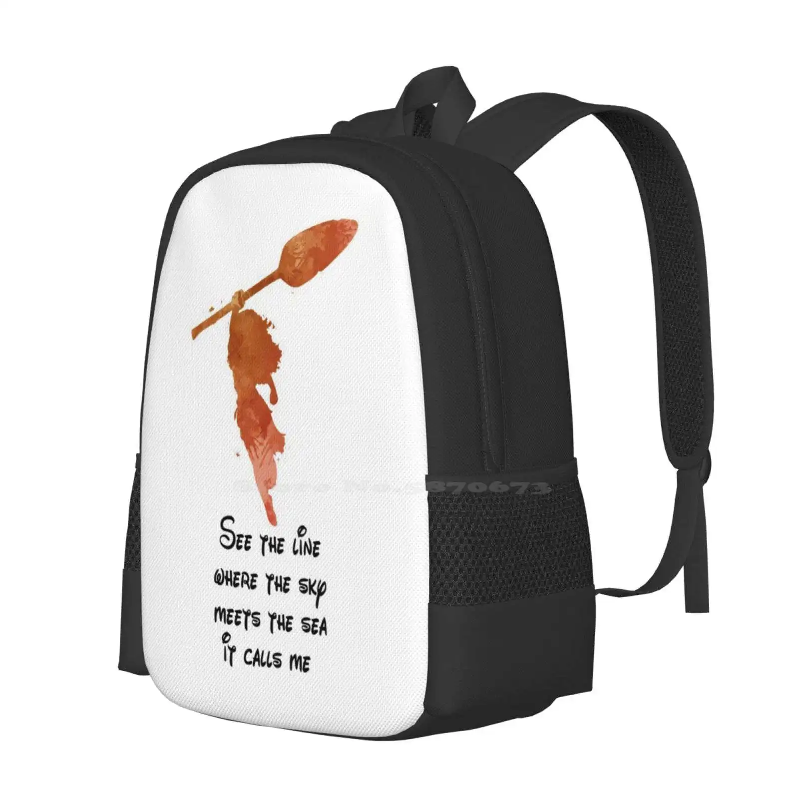 Princess Inspired Silhouette Hot Sale Schoolbag Backpack Fashion Bags Princess Inspired Silhouette Moana Quote