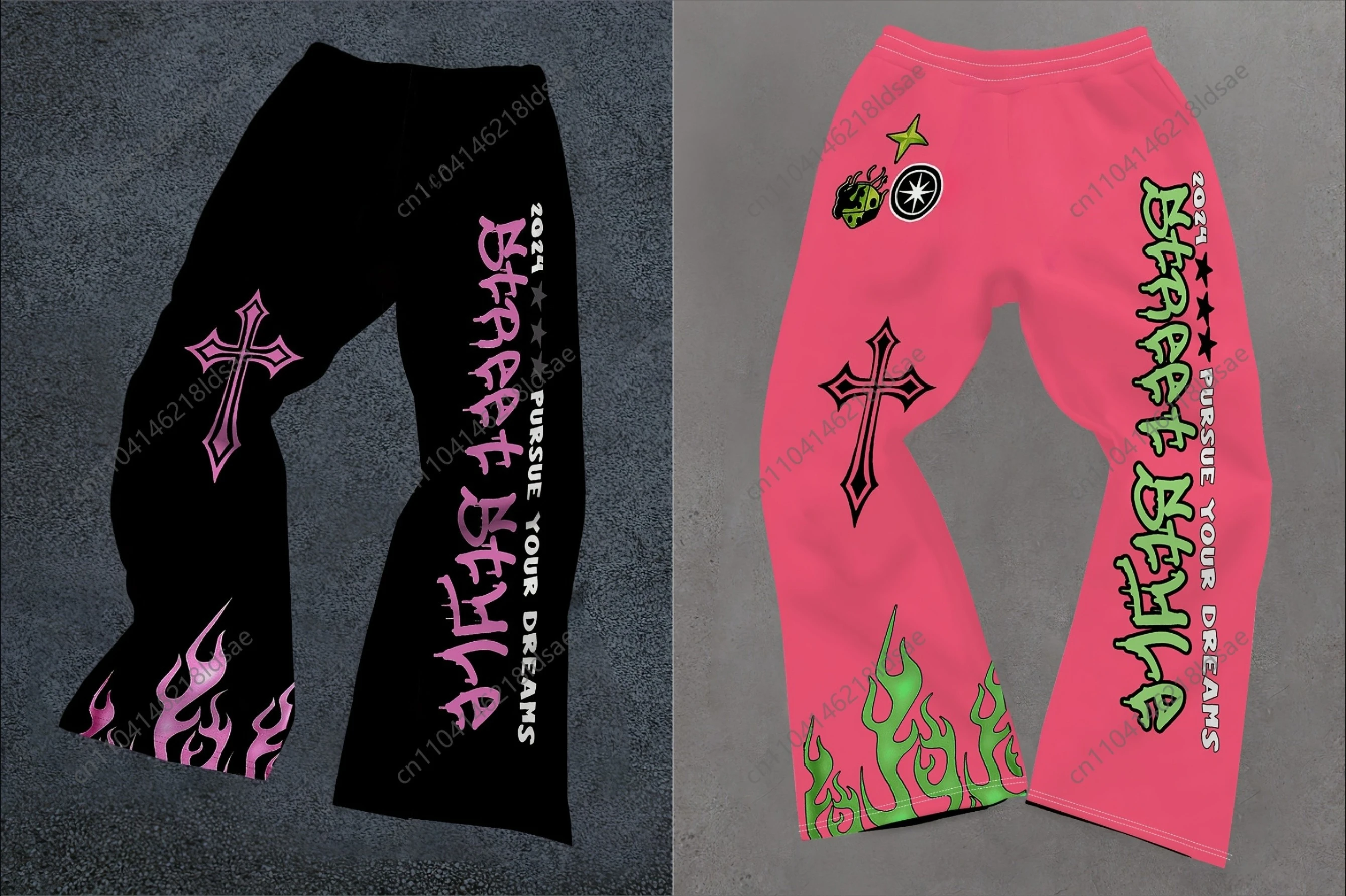 

Мужские брюки из полиэстера с 3D принтом INS High Street в стиле хип-хоп, рок, объемные расклешенные спортивные штаны с буквами, модные брюки-клеш Y2K