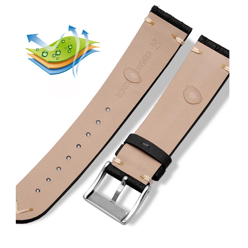 Vintage Ostrich Leather Watchband for Ro-lex Seiko Green Water Ghost Omega Seamaster 300 Watch Strap Bracelet 18mm 20mm 22mm