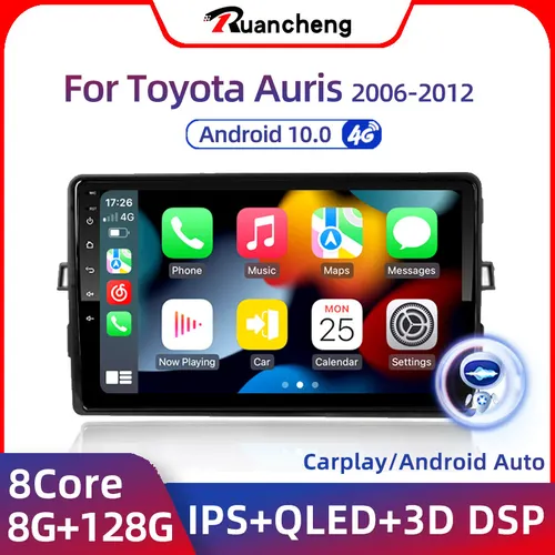 Ruancheng-Autoradio pour Toyota Auris, E140, E150, 2006-2012, Limitation, Lecteur vidéo, Navigation évitée, GPS, Android 10, No 2Din