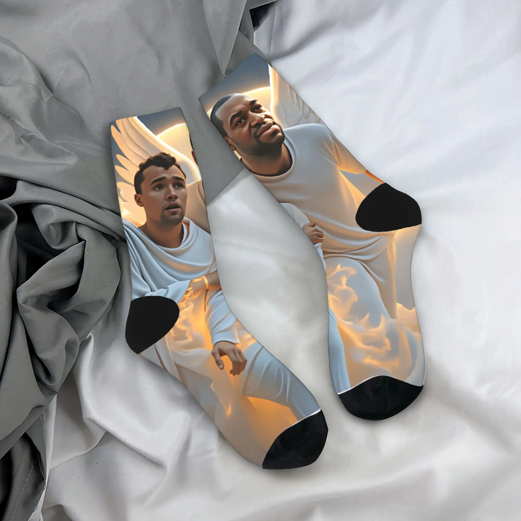 

Charlie Kirk Angelic Advocate With George Floyd Socks Harajuku Stockings Spring Anti Skid Women Men Socks Soft Breathable Socks