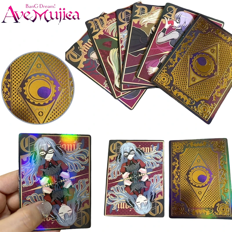 

5pcs Set BanG Dream! Ave Mujica Laser Tarot Cards Anime Peripherals Sakiko Mutsumi Uika Cosplay Luxury Small Cards for Fans Gift