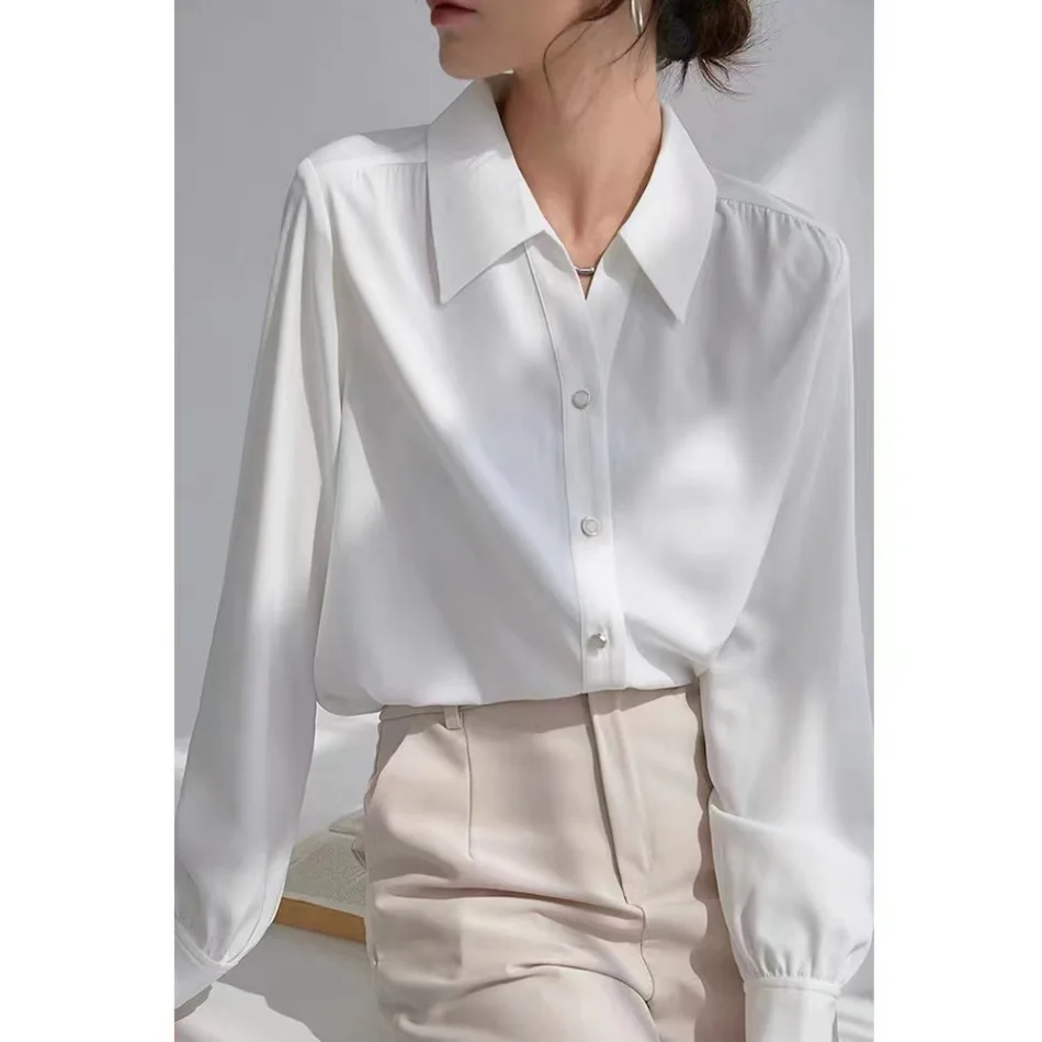 

Formal Occasion Interview Professional Dress Shirt Women Spring Autumn Formal Wear White Long Sleeves