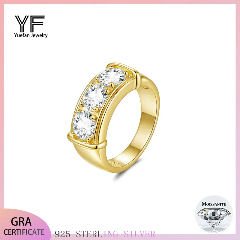 

Кольца для мужчин D VVS1, круглый муассанит, стерлинговое серебро 925 пробы, ювелирные изделия, позолоченное кольцо 18 карат в стиле хип-хоп, индивидуальный заказ, юбилейная вечеринка