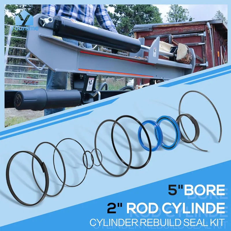 

YMT Hydraulic Log Splitter Cylinder Rebuild Seal Kit, Fit for 5.0" Bore x 2.0" Rod Cylinder , 11 Pcs/Set