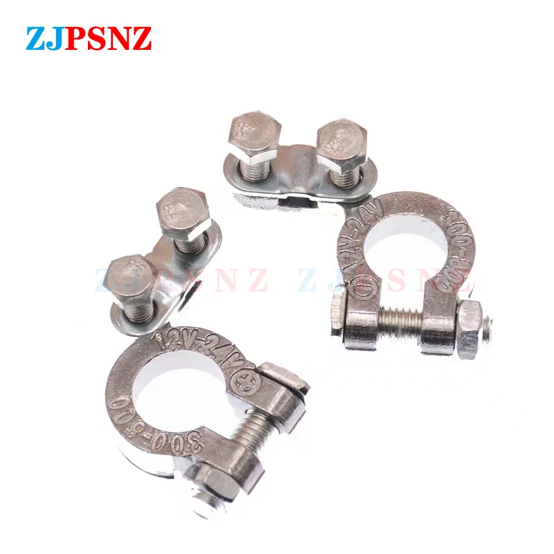 2Pcs Car Battery Terminal Wire Cable Clamp Top Quick Post Terminal Positive Negative Electric Copper Connector Clamps Adjustable