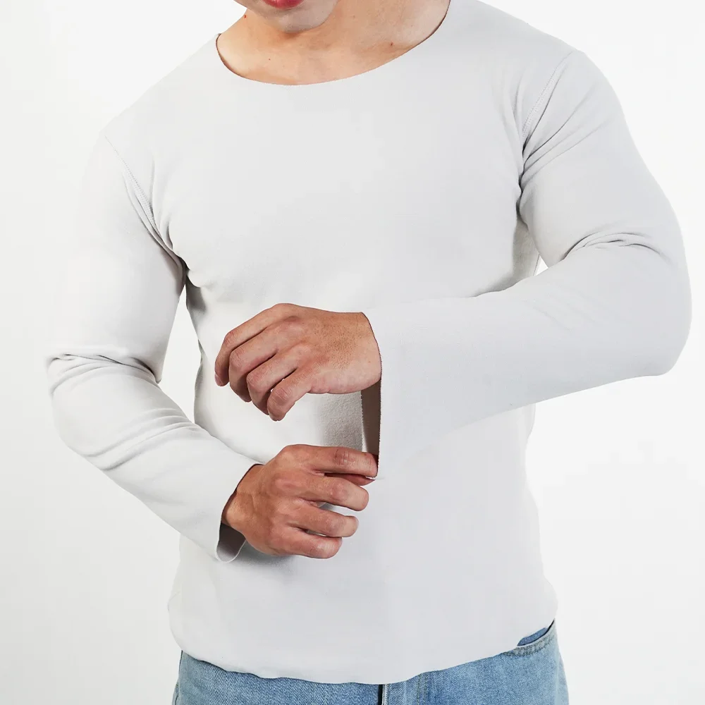 Thermal Underwear Men Long Sleeve T shirt Tops Crew Round Neck Warm Winter Autumn T-shirts Plus Size Man Thermo Clothes 2024 New