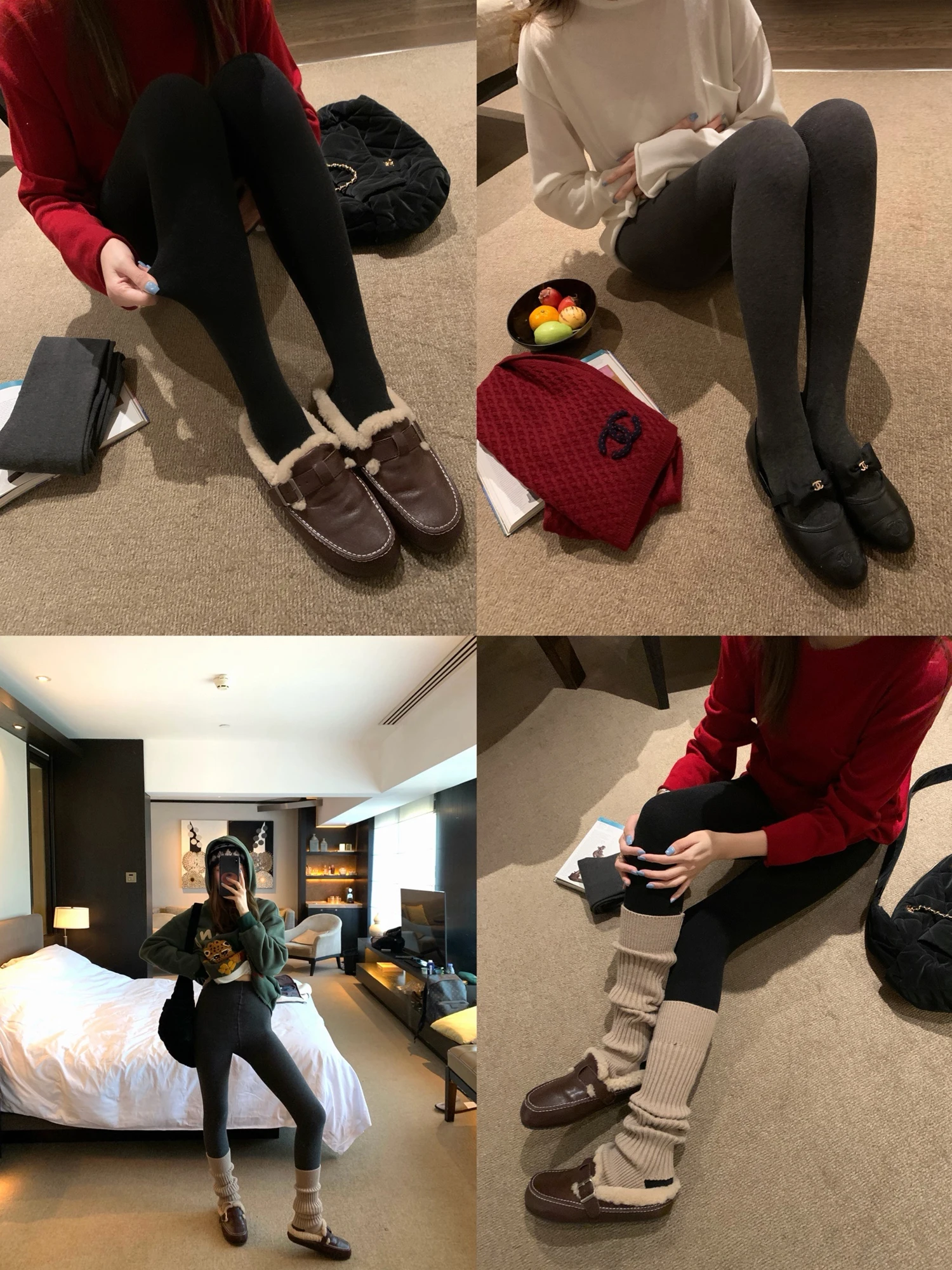 

Realzz Sl Micro-Prure Slimming Fce-Lined Wool Leggings High-Waisted Ankle-Length Casual Butt-Lifting Pants