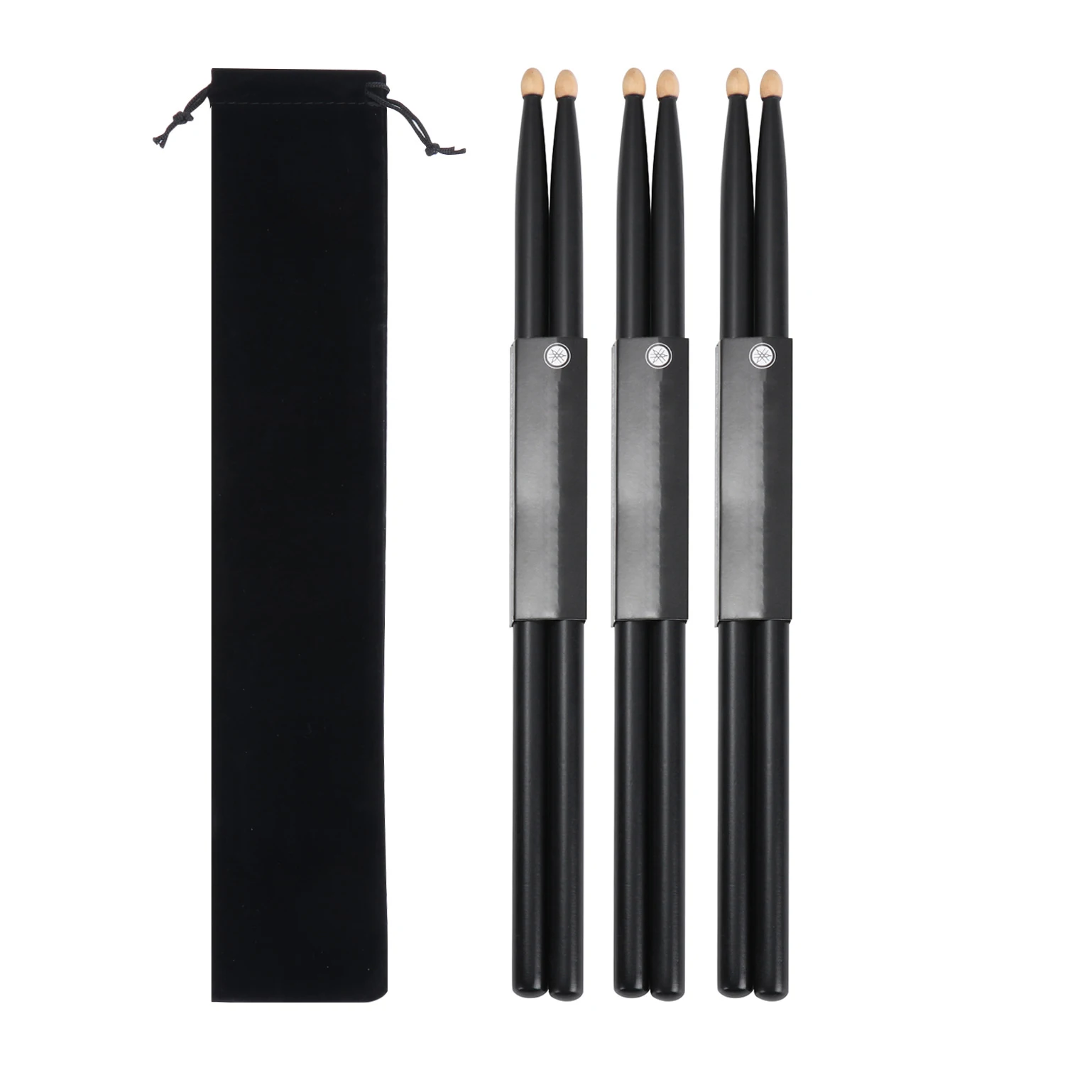 1Pairs Black Maple Wood Classic 5A Professional Drum Sticks Musical Instruments Drumsticks With Carrying Bag for Beginners