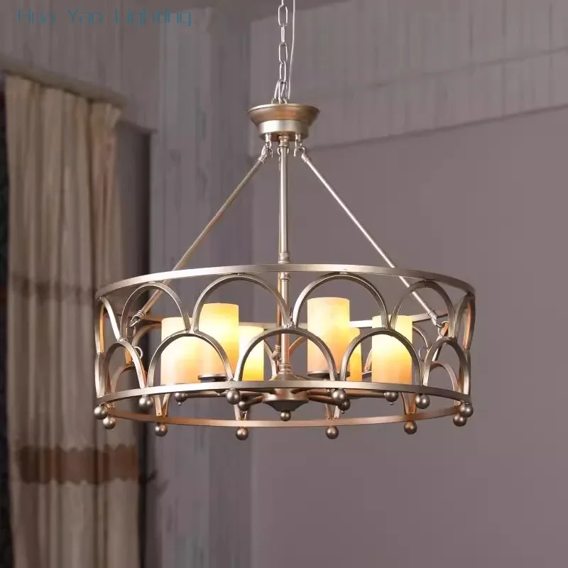 American living room light, dining room light, bedroom creative design high-end and atmospheric rural retro marble pendant light