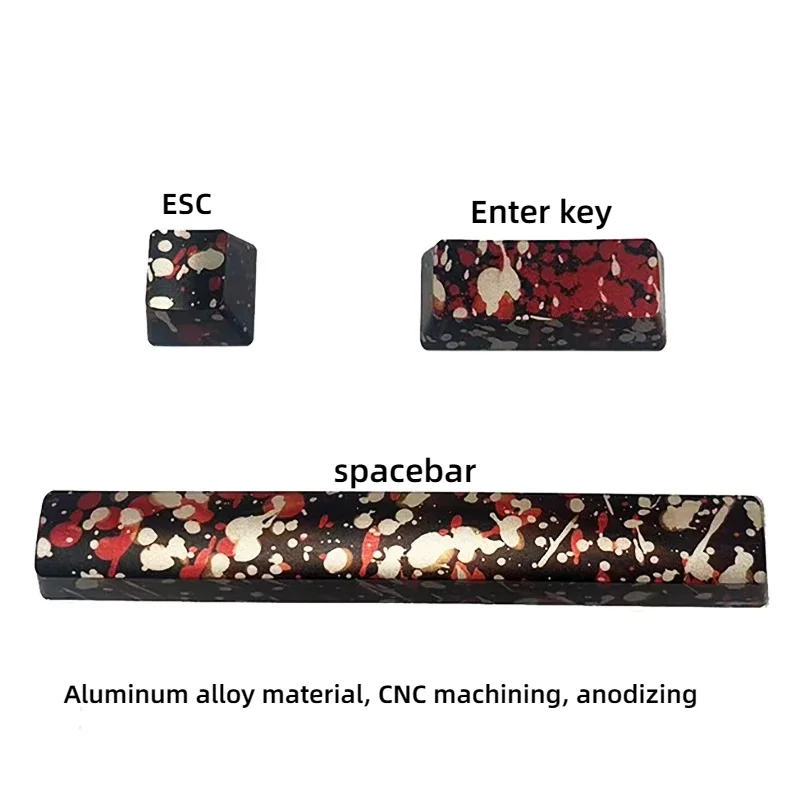 Custom Mechanical Keyboard CNC Aluminum Metal Keycaps, Camo Gradient Spacebar ESC Enter Keycap Set