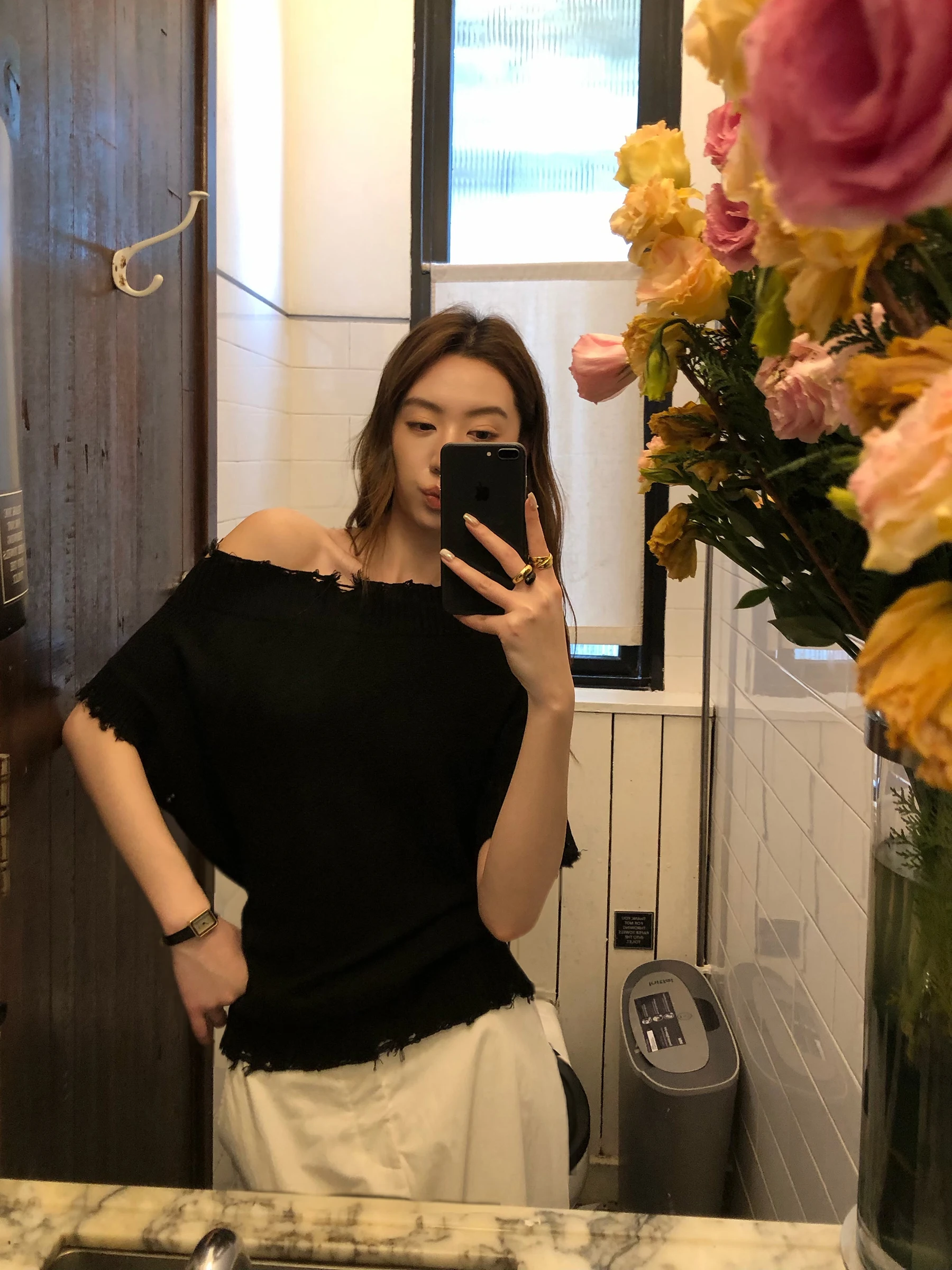 

Gakee Official Women's Knitted oulder Bared Handmade Frayed Casual Sle Loose Fit Soft Wool Blend T-irt Spring New ...