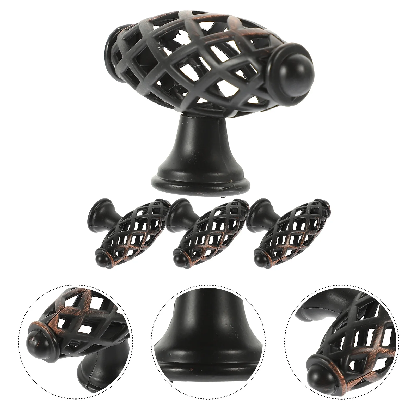 

4pcs Birdcage Shape Vintage Cabinet Pulls Zinc Alloy Drawer Handles For Kitchen Bathroom Furniture Single Hole Random Color