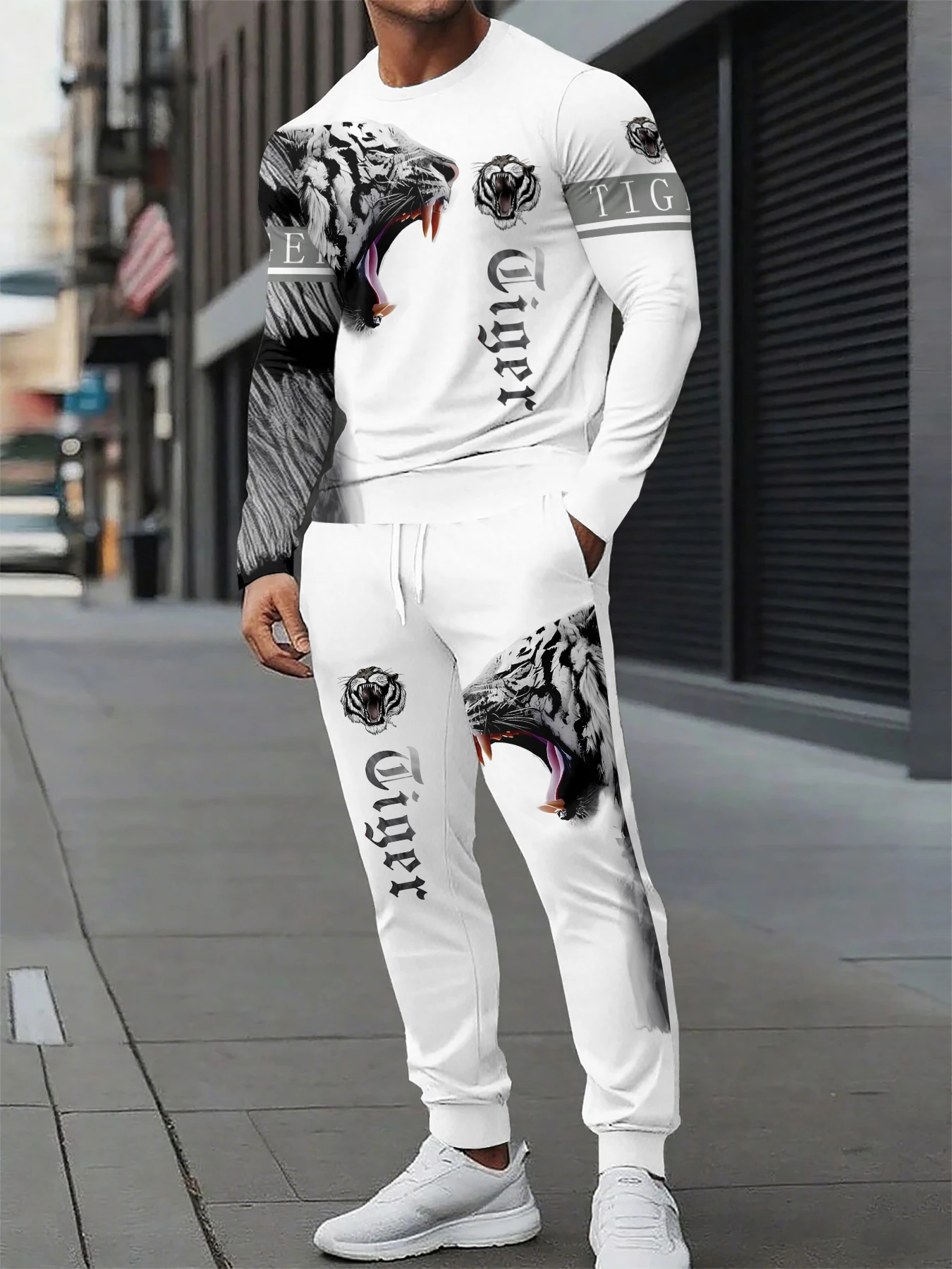 

Спортивный костюм для мужчин, брючный костюм с принтом тигра, спортивная одежда из 2 предметов, мужской спортивный костюм, комплект мужской одежды, дизайнерская одежда для мужчин