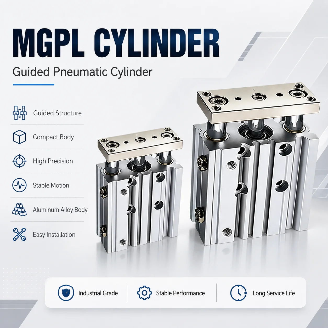 MGPL Compact Guide Cylinder 12 16 20 25 32 40 50 63MM Bore AFR Brand Ball Bushing Pneumatic Double Acting Stroke 10-300mm